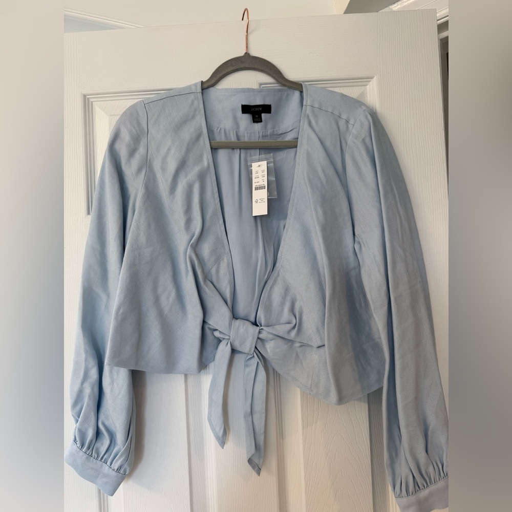 J. Crew Women's Light Blue Tie-Front Top